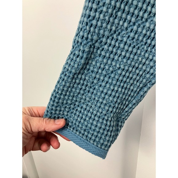 Signals Waffle Knit Collarless Button Front Jacket Blue Size Medium - Picture 3 of 11